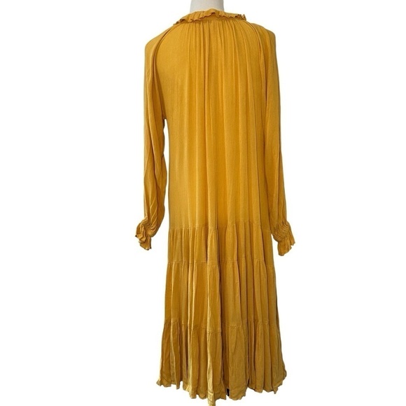 Anthropologie En Elly oversized Tiered Yellow Maxi Dress in extra small - Picture 3 of 14